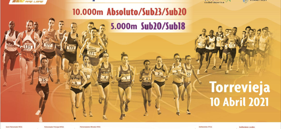 (Español) 📣Este próximo sábado 10 de abril, Torrevieja será sede de los Campeonatos de España de 10.000m Absoluto y Sub 23, 5.000m sub20 y sub18, así como el Trofeo Ibérico España-Portugal.