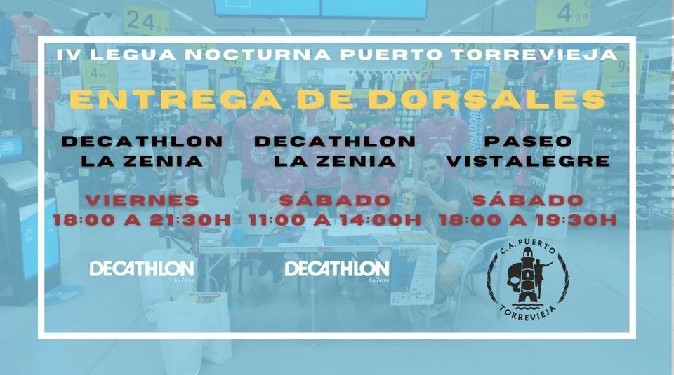 (Español) ENTREGA DE DORSALES DE LA IV LEGUA NOCTURNA PUERTO TORREVIEJA, “GRAN PREMIO HOSPITAL DE TORREVIEJA”