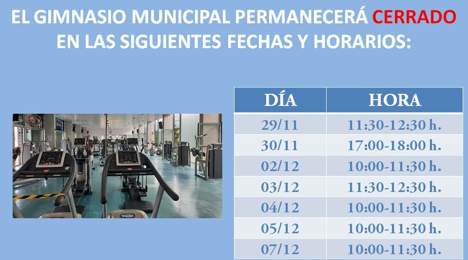 (Español) El Gimnasio municipal permanecerá cerrado en algunos horarios