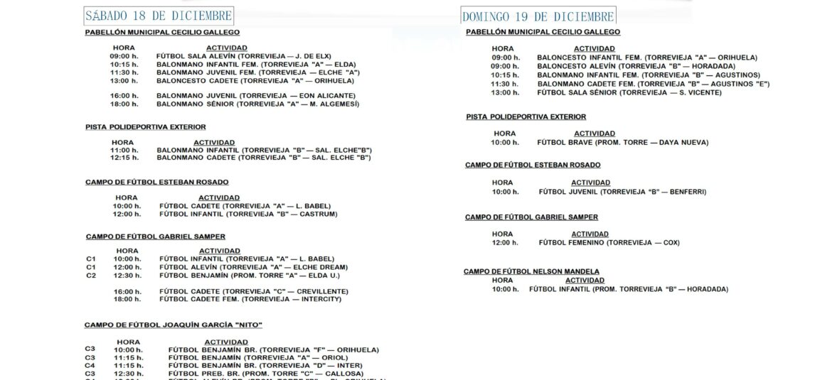 (Español) AGENDA DEL FIN DE SEMANA