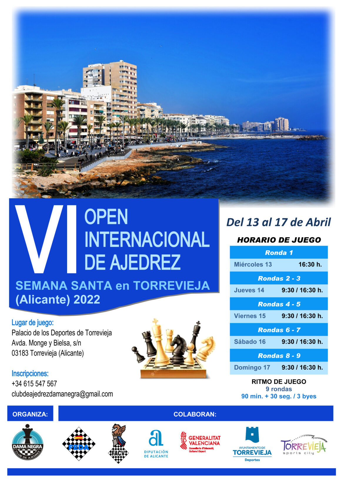 (Español) ♟La Ciudad de Torrevieja, será la sede del “VI Open Internacional de Ajedrez Semana Santa”.