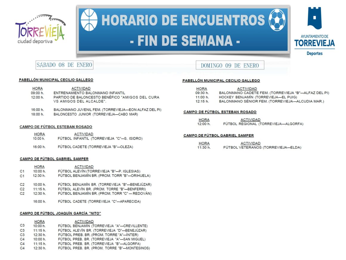 (Español) AGENDA DEPORTIVA PARA EL FIN DE SEMANA