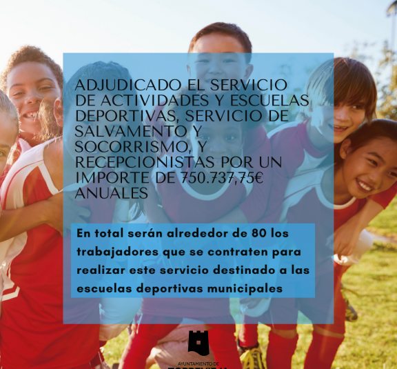 👉🏻Adjudicado el servicio de actividades y escuelas deportivas, servicio de salvamento y socorrismo, y recepcionistas por un importe de 750.737,75 euros anuales