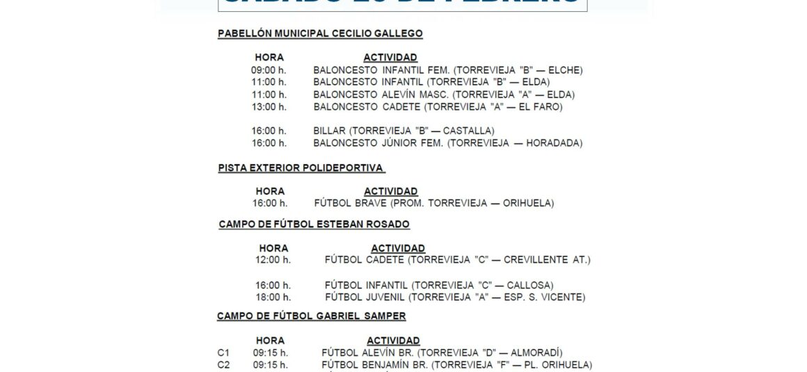 ¡AGENDA DEPORTIVA PARA ESTE FIN DE SEMANA!