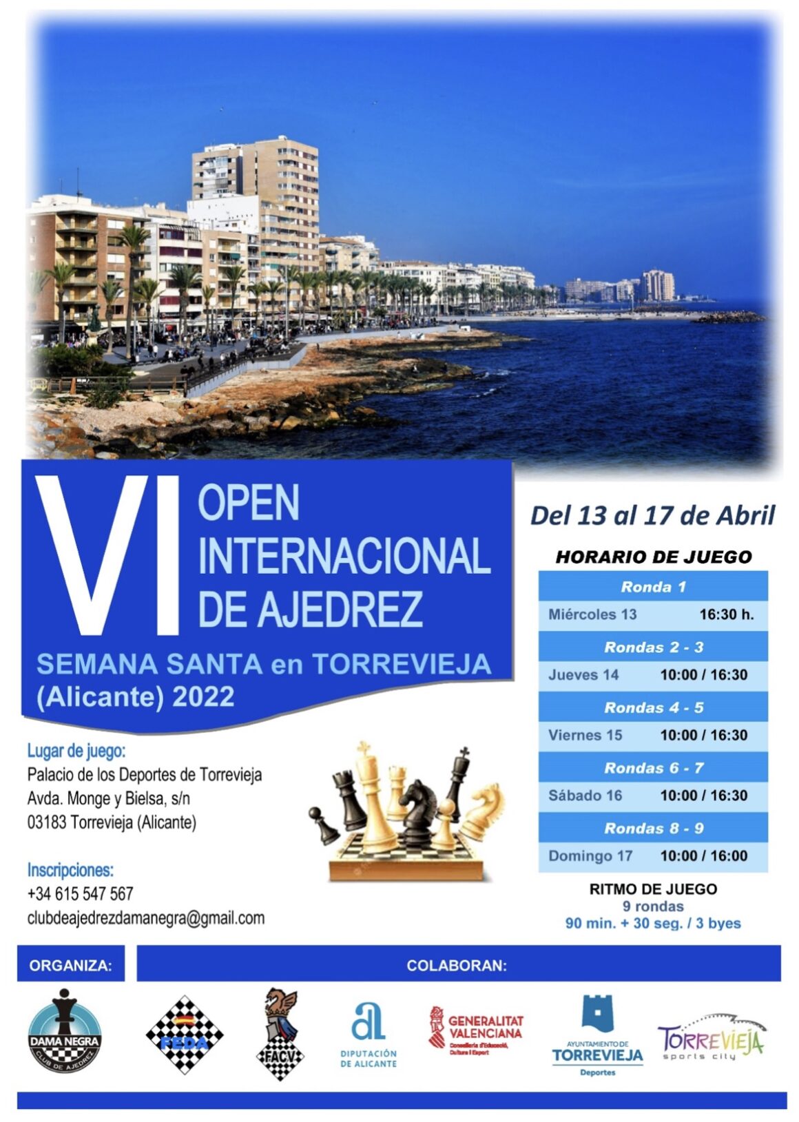 (Español) ♟VI Open Internacional de Ajedrez “Semana Santa” en Torrevieja con actividades paralelas.👏🏻👏🏻👏🏻