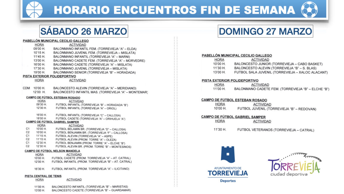 (Español) 📆 ¡AGENDA DEPORTIVA PARA ESTE FIN DE SEMANA!