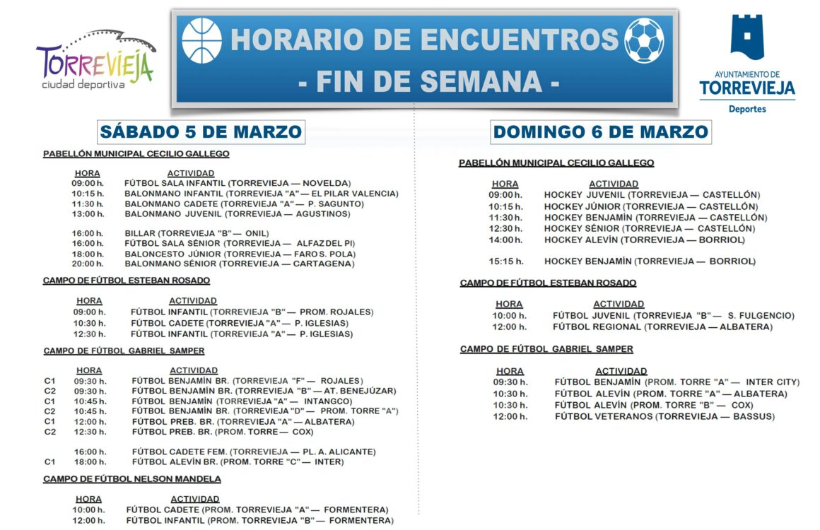 (Español) ¡AGENDA DEPORTIVA PARA ESTE FIN DE SEMANA!