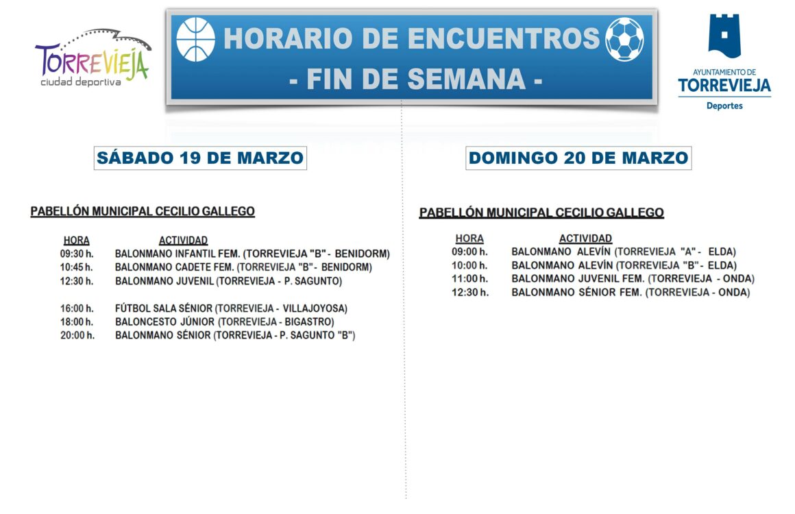 (Español) AGENDA DEPORTIVA PARA ESTE FIN DE SEMANA