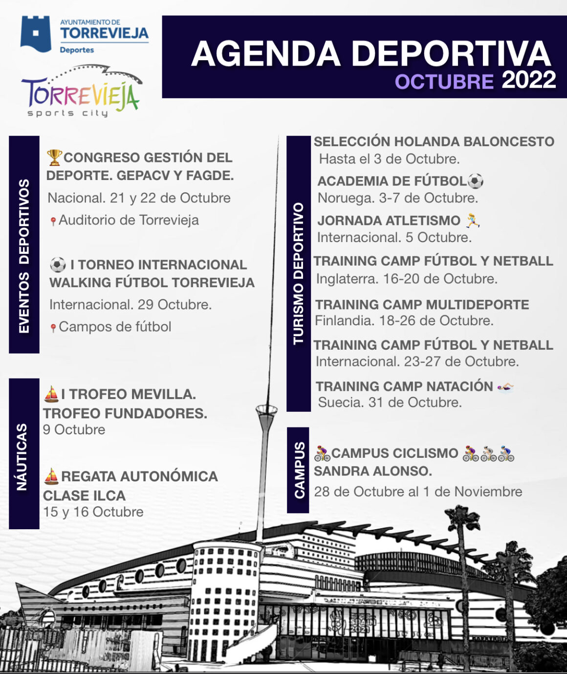 📆 ¡AGENDA DEPORTIVA PARA EL MES DE OCTUBRE 2022!