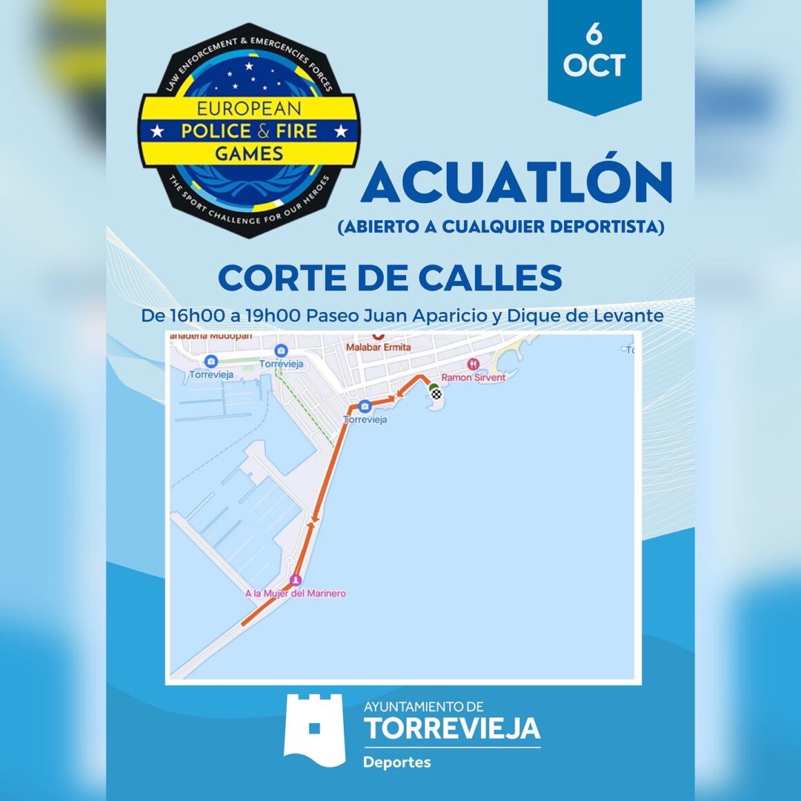 (Español) Juegos Europeos de Policías y Bomberos 2023 ‍♂️ACUATLÓN Open Torrevieja 2023