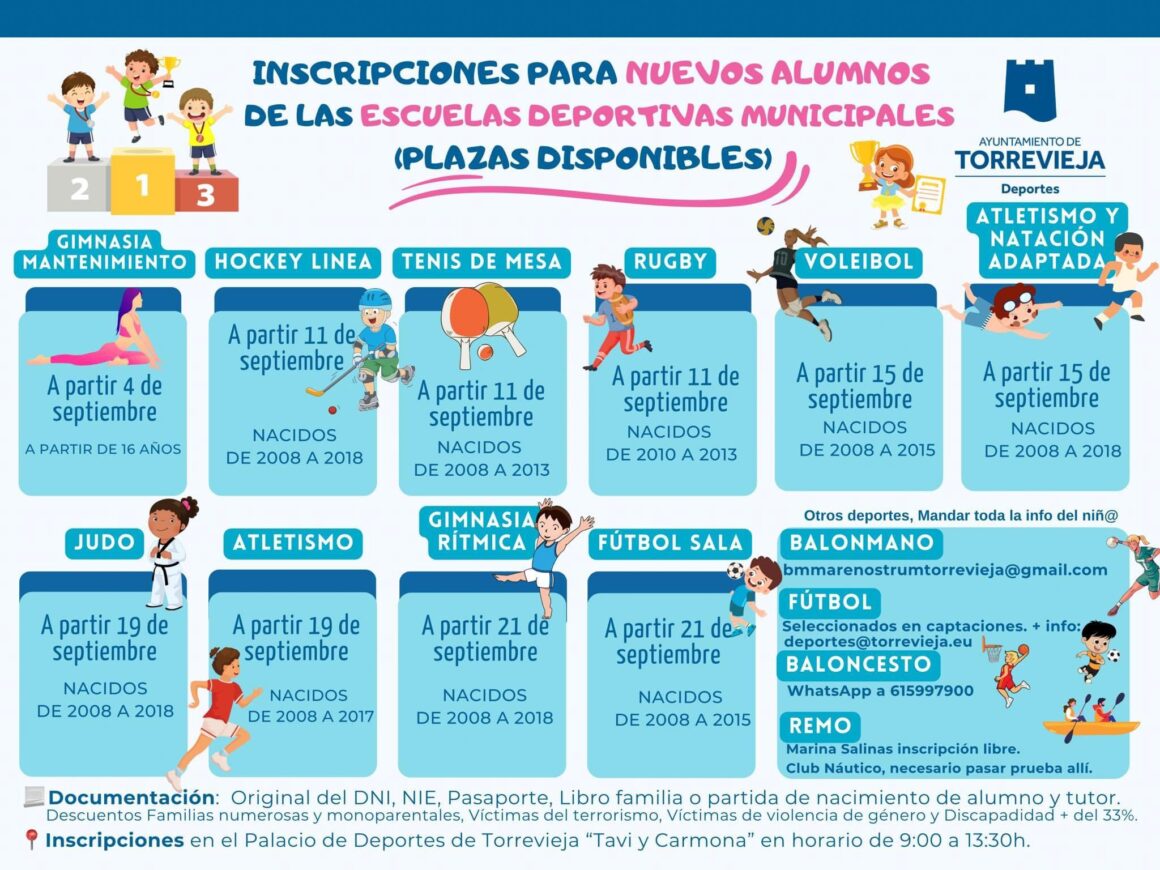 INSCRIPCIONES PARA NUEVOS ALUMNOS DE LAS ESCUELAS DEPORTIVAS MUNICIPALES 23/24 ‍♂️⚽️‍♂️⛹️‍♂️