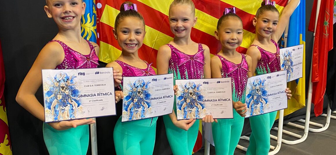 Las Benjamines del Club Gimnasia Rítmica de Torrevieja sextas de España con diploma Nacional