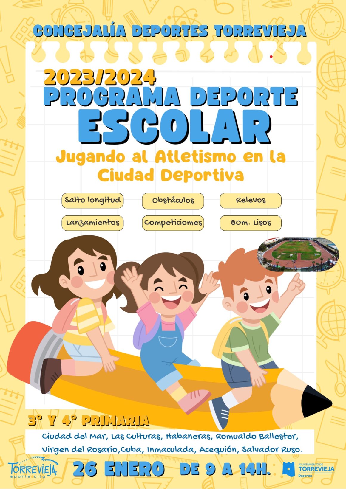 (Español) Arrancamos el programa DEPORTE ESCOLAR en 2024 con la actividad “JUGANDO AL ATLETISMO EN LA CIUDAD DEPORTIVA”.‍♂️‍♀️