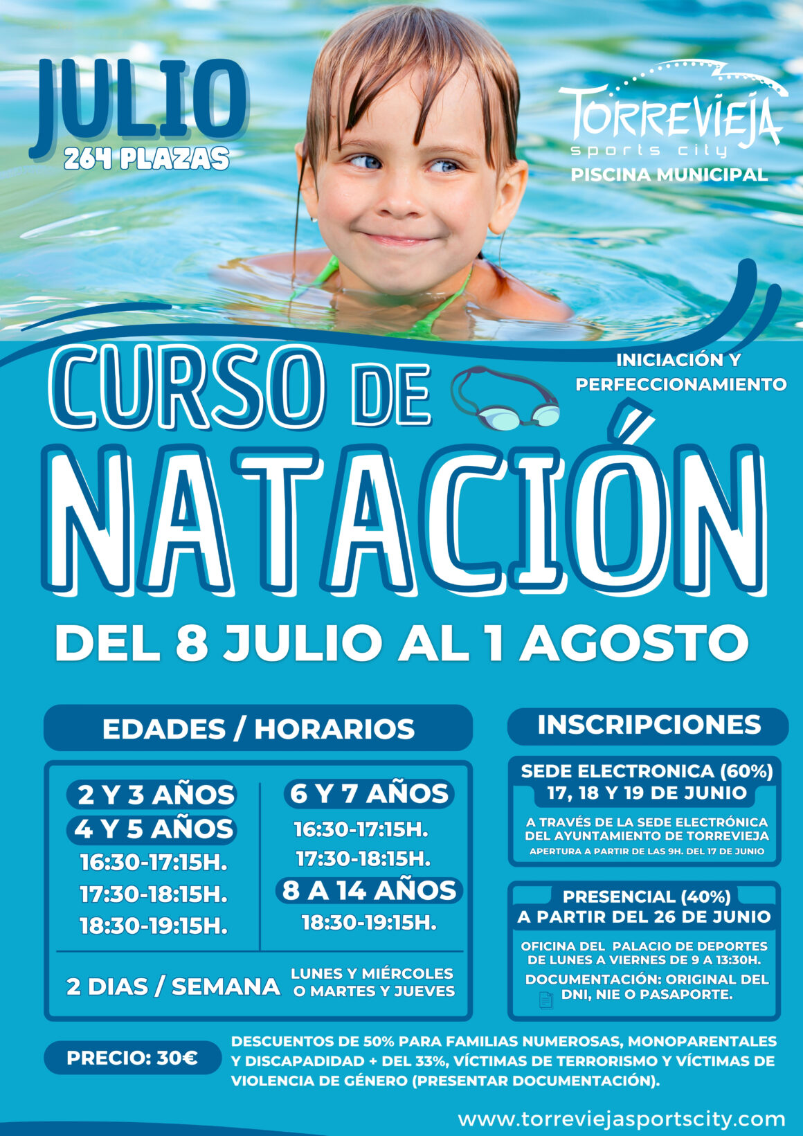 (Español) EL PRÓXIMO LUNES, 17 DE JUNIO, SE ABRE EL PLAZO DE INSCRIPCIÓN PARA EL CURSO DE NATACIÓN DE JULIO