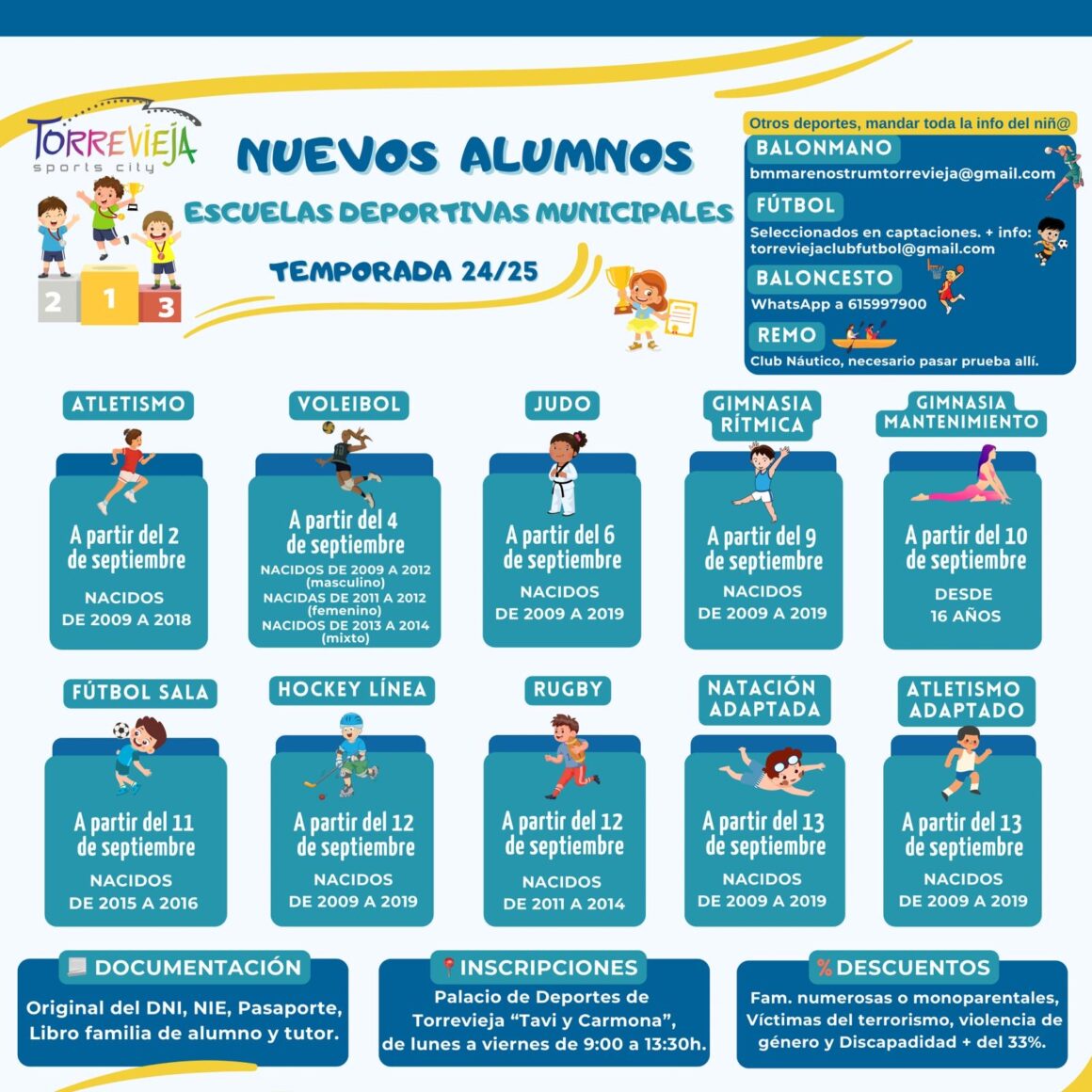 (Español) INSCRIPCIONES PARA NUEVOS ALUMNOS DE LAS ESCUELAS DEPORTIVAS MUNICIPALES 24/25