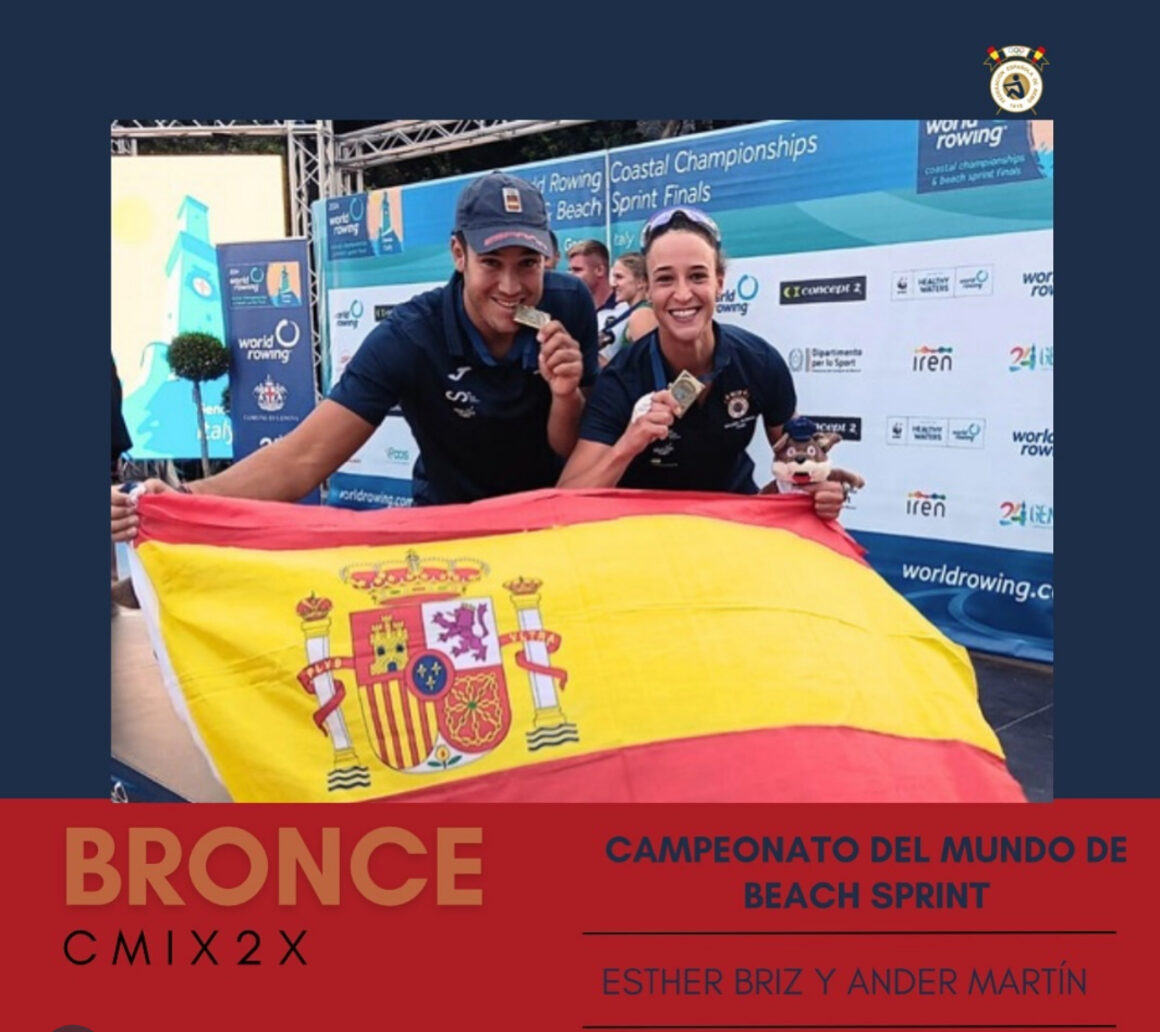 (Español) Ander Martín consigue el bronce junto an Esther Briz en el Mundial de Remo de Beach Sprint de Génova.