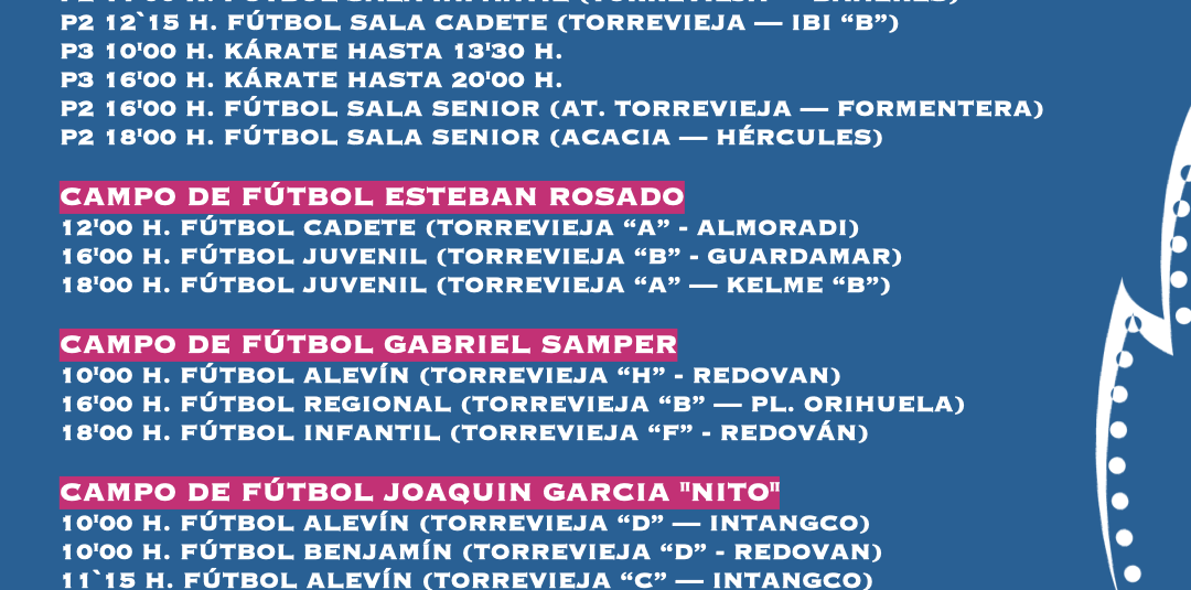 ¡AGENDA DEPORTIVA PARA ESTE FIN DE SEMANA!