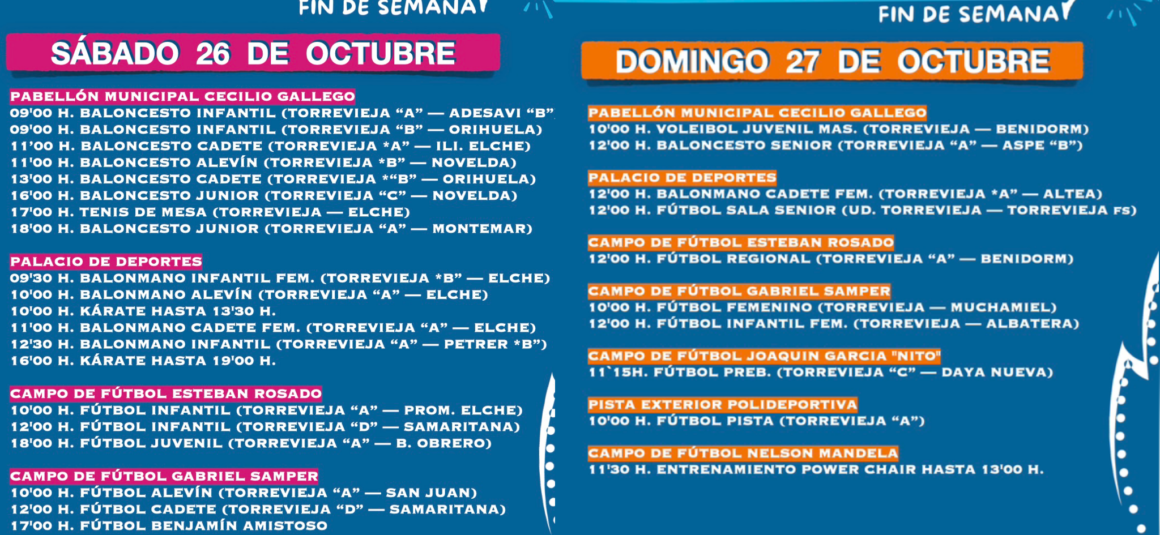 ¡AGENDA DEPORTIVA PARA ESTE FIN DE SEMANA!